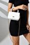 Women's White Mini Box Handbag with Faux Leather Side Cross Strap and Handle Modern Stylish Women's Bags