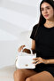 Women's White Mini Box Handbag with Faux Leather Side Cross Strap and Handle Modern Stylish Women's Bags - 3