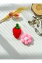 Red Strawberry and Pink Flower Pattern 4 cm Snap Clip Hair Clip - for Baby Girl
