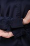 Oversize Model Sleeve Feather Detail Navy Blue Satin Shirt - 2