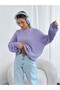 Liliowy damski sweter oversize - 2