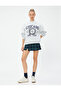 College Printed Raised Sweatshirt - Crew Neck, Long Sleeve