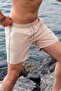 Stone Color Men's Swim Shorts with Side Stripes and Pockets 7212 - 2