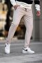 Beige Zipper Detailed Men's Trousers 6520