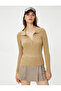 Polo Neck Knitwear Sweater Ribbed Snaps - 3