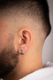Men's Steel Jewelry Hoop Black Enamel Model Earrings Does Not Tarnish Rust - 5