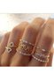 Love Aşk 7 Piece Design Gold Gold Stone Ring Set, Gift for Valentine's Day on February 14Th