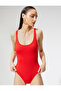 Basic Swimsuit U-Neck Strap Textured Covered - 3