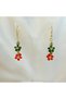 Handmade Christmas Flower Kokina Earrings – Christmas Themed Beaded Red Green Gift Earrings - 6