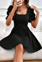 Women's Mini Short Balloon Sleeve Crepe Dress - 3
