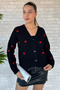 Black Heart Embroidered Knitwear Cardigan - 2
