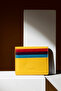 762-g Genuine Leather Horizontal Magnetic Card Holder Flother Yellow