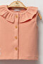 Ribbed Ruffled Collar Detailed Buttoned Cotton Sleeveless Baby Girl Vest - 3
