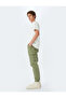 Cotton Cargo Pocket Detailed Jogger Pants with High Waist Lace-Up Waist - 2
