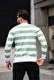Knitted Striped Crew Neck Slim Knitwear Men's Sweater - Green - 5