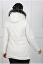 Women's White Crinkle Fabric Wool Inside Plus Size Coat - 2