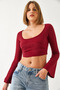 Women's Burgundy Crop Blouse 60351286 - 4