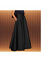 Women's Black Pocketed High-Waist Maxi Long A-Line Pleated Satin Skirt - 3