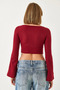 Women's Burgundy Crop Blouse 60351286 - 6