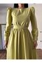 Hijab Oil Green Flared Poplin Dress - 3