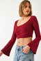 Women's Burgundy Crop Blouse 60351286