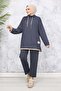 Double Suit with Crest Detail Collar Anthracite 4581 - 3