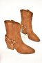 T 296094002   Tan Suede Cowboy Model Thick Soled Women's Boots - 7