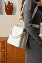Women's Printed 3 Compartment Postman and Shoulder Bag Size: 25X25 cm White - 7