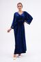 Velvet Dress with Lapel Sleeve Pearls - 6