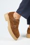 (Bonni) Women's Leather Genuine Leather Double Buckle Tan Shoes - 5