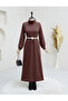 Turtleneck Ribbed Dress - Brown