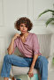 Dusty Rose Judge Collar Half Placket Viscose Shirt 1500064 - 3