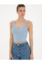 Blue Crop Top Knitwear Blouse 50284799 -Vr249 - 3