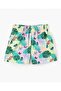 Cotton Elastane All Over Print & Solid Shorts Pack of 3 - Blue Pink & Green - 6