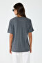 Anthracite Flower Stone Embroidered Round Neck T-Shirt - 5