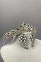Silver Ade Bridal Crown and Leaf Jewelled Earring Set - 3