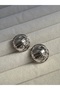 Silver Color Patterned Stud Earring