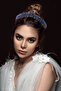 Crystal Jewelled Flower Patterned Bridal Henna Night Crown for Special Nights Crown Cobalt Blue - 6