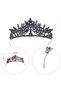 Crystal Jewelled Bridal Queen Crown Shiny Princess Crown Bridal Wedding Crown Blue - 8