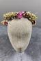 Burgundy Hydrangea and Shocked Cipso Dried Flower Bridal Crown with Pearls - 2