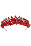 Leaf Patterned Elegant Bridal Tiara Henna Night Tiara Burgundy - 4