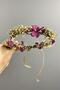 Burgundy Hydrangea and Shocked Cipso Dried Flower Bridal Crown with Pearls - 3