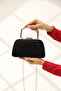 Black Glitter Women's Evening Dress Wedding Bag with Chain Strap - 5