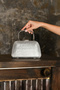 Women's Silver Honeycomb Handle Detail Chain Strap Evening Dress Handbag