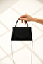 Black Silvery Women's Evening Dress Stone Detailed Handle Chain Strap Evening Bag - 2