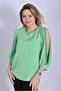 Small and Large Size Blouse with Open Sleeves Stone Detail