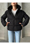 Women’s Black Hooded Puffer Jacket - 4