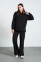 Maternity Stretchy Abdominal Band Adjustable Waist Hooded Nursing Details Wide Leg Sweatpants Set