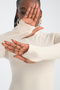 Women's Cotton Turtleneck Body Wrap Stretchy Finger Snap Body Blouse - 5