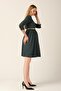 Maternity Steel Fabric Casual Dress with Collar Accessories Green - 2